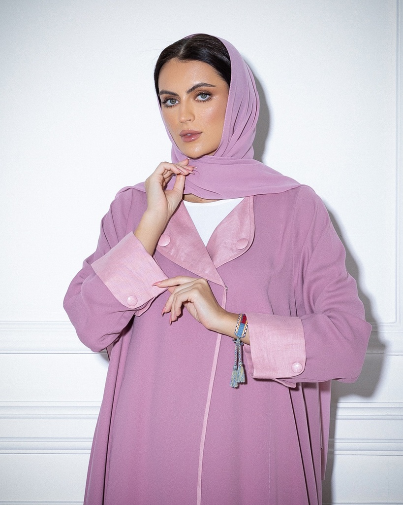 Crepe Abaya with Scarf Rose (1-1)