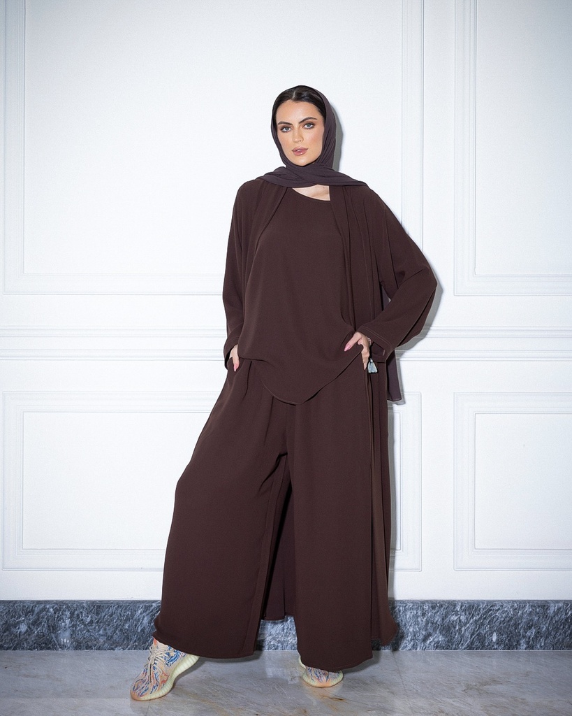 High Neck Abaya Brown