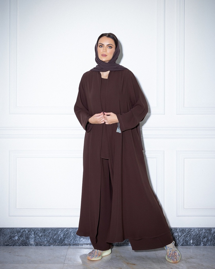 High Neck Abaya Brown