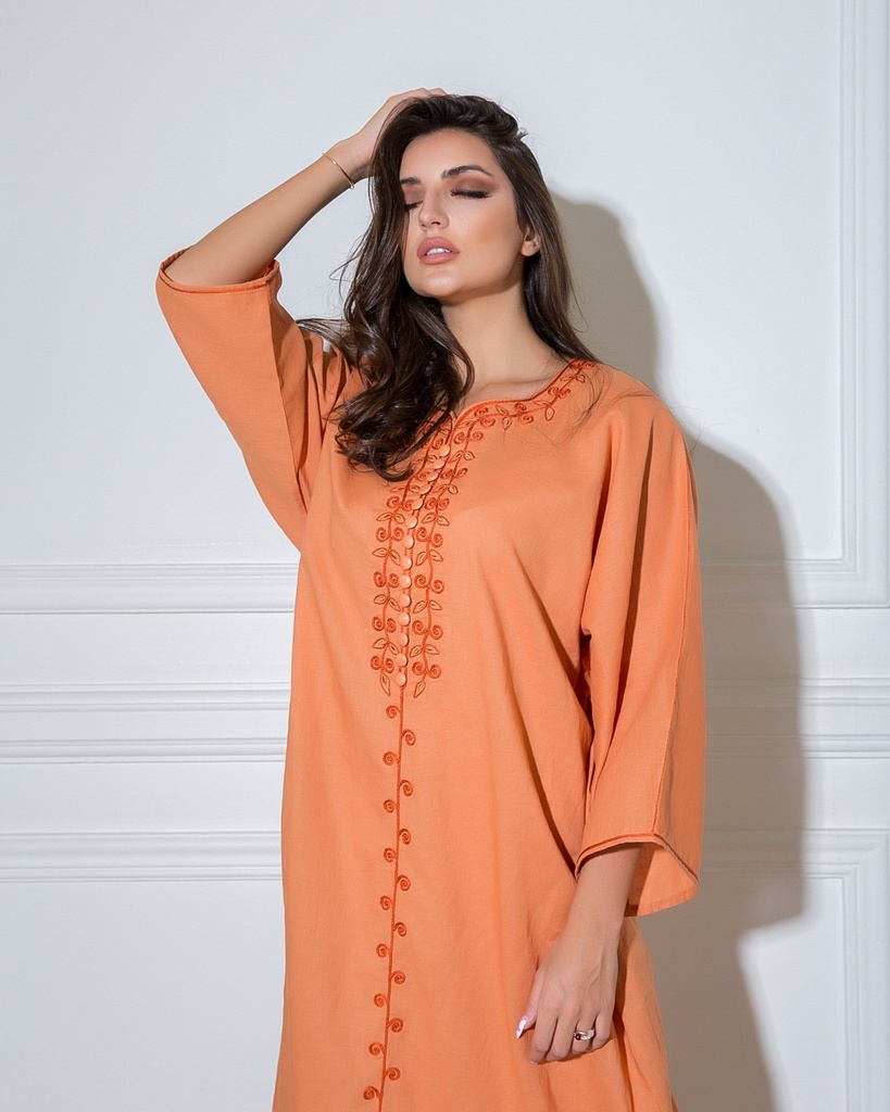 Orange Embroidery Linen (EMB 13)